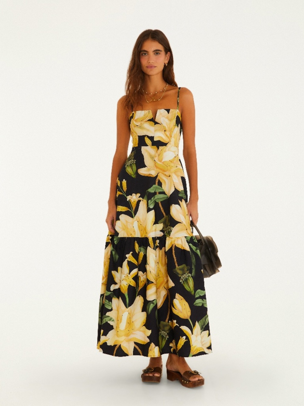 FARM Rio Flor Nana Long Print Dress with Thin Straps-Women's Maxi Dress(Size S)